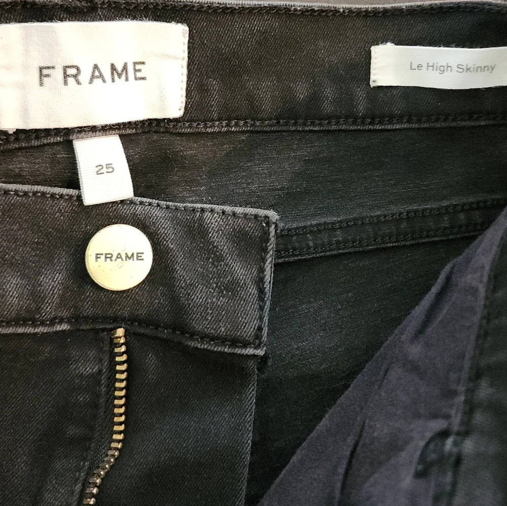 FRAME Le High Skinny Jeans Black High Rise Ankle Stretch Size 25 - Picture 4 of 13